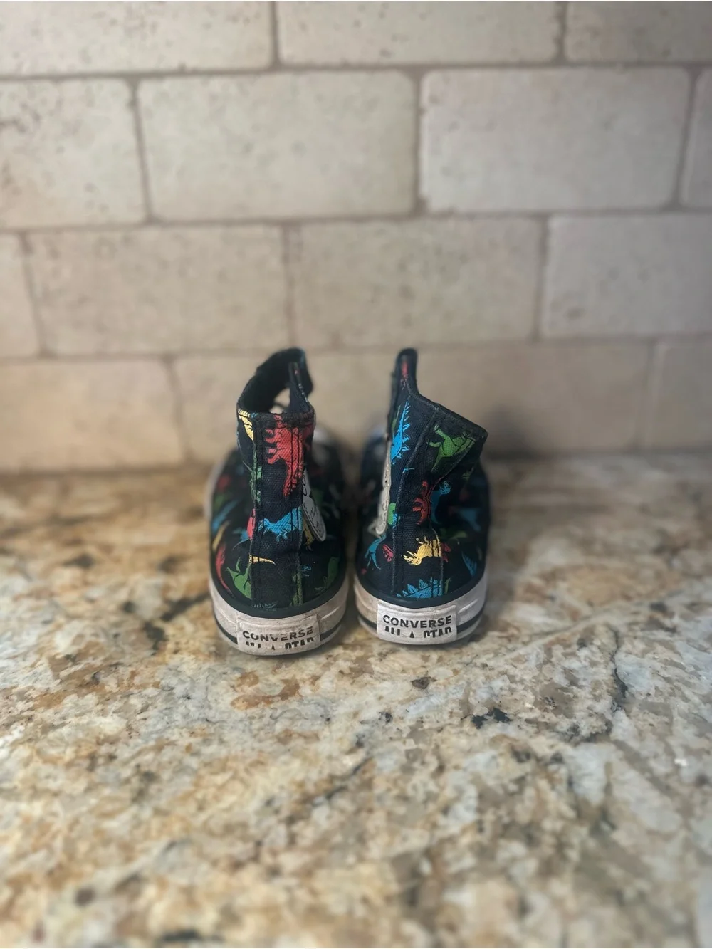 Converse Kids Black High-Top Sneakers with Multicolor Dino Print